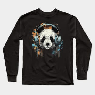 Panda bear in headphones Long Sleeve T-Shirt